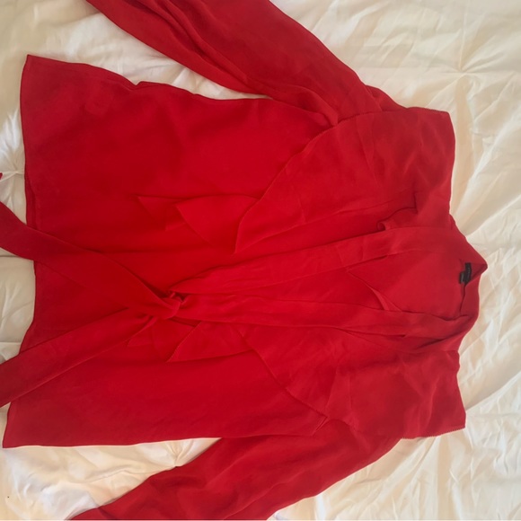 Red Ann Taylor blouse. Ribbon and button details. Size small - Picture 6 of 9
